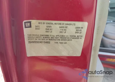 2008 Buick Lacrosse Cxl z USA, uszkodzony, nr VIN 2G4WD582481154952